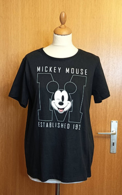 T-Shirt Shirt Micky Mouse Established 1928 Disney M schwarz weiß Baumwolle neu