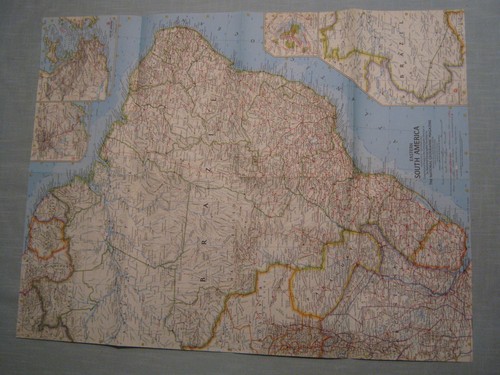 VINTAGE EASTERN SOUTH AMERICA MAP National Geographic September 1962