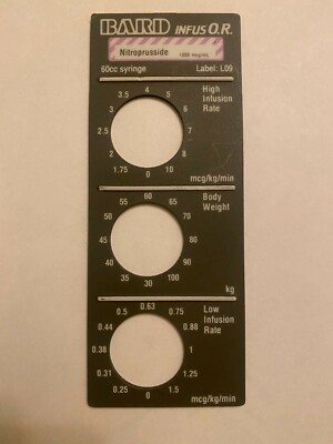 Baxter Bard Infus O.R. Smart Label, Nitroprusside, Label: L09