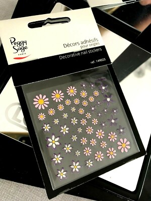 Planche De Stickers Décos Pour Ongles Peggy Sage - Motif Fleur Violet - Référence 149023 - Neuf Sous Blister