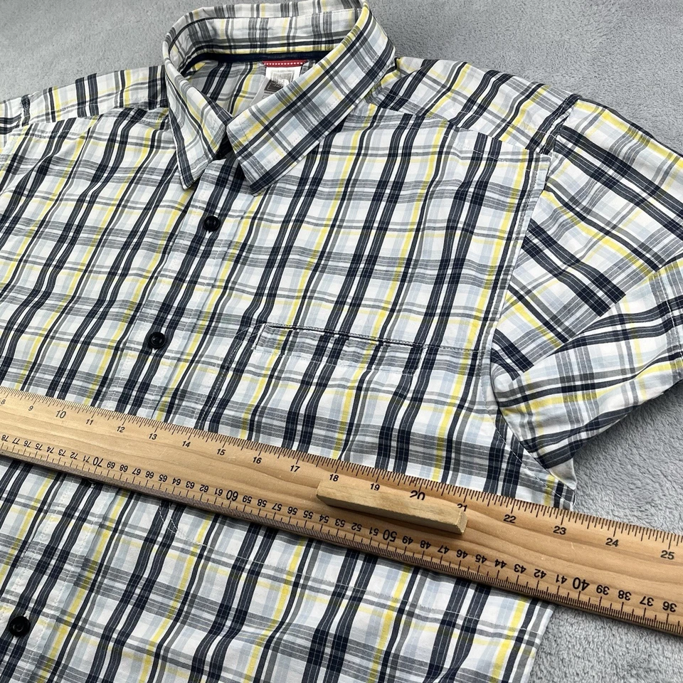 The North Face Button Up Shirt Mens Large Blue Yellow Check Short Sleeve Hiking - Image 4 of 4