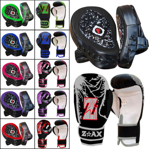 Junior Boxing Gloves and Focus Pads Set Punching Training Sparring Pads 4,6,8 OZ - Picture 1 of 6