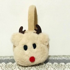 Kids Boys Girls REINDEER Cute Earmuff Winter Faux Fur Ear Muffs - Cream