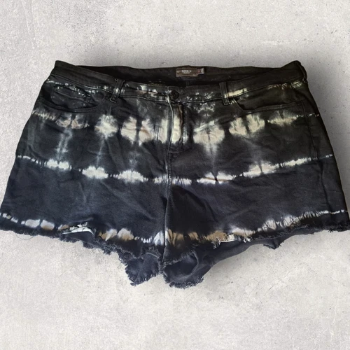 Torrid Black Jean Shorts Womens Plus Sz 26 Bleached Cutoff Distressed Denim