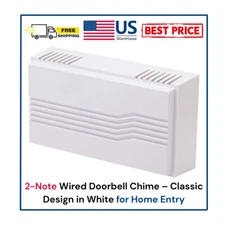 2-Note Wired Doorbell Chime – Classic Design in White for Home Entry