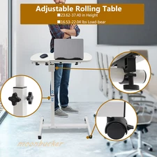 Rolling Laptop Sofa Desk Overbed Food Tray Table Stand Height Angle Adjustable