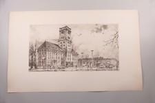 Radierung Horst Miesler Berlin Rathaus Schöneberg um 1970