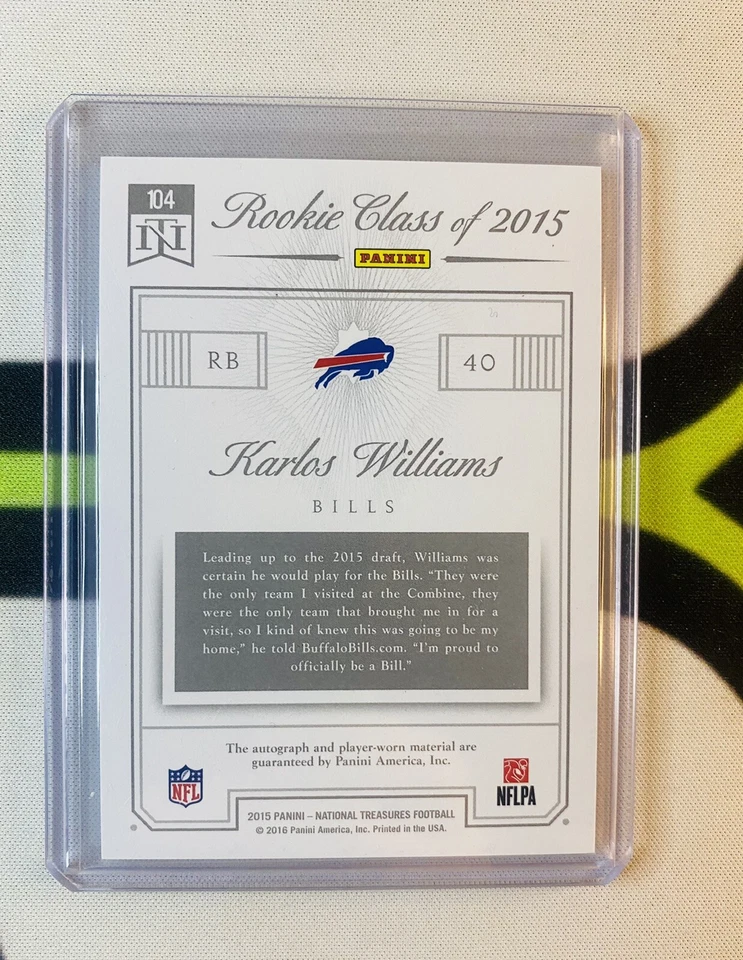 2015 Panini National Treasures Football Karlos Williams RPA /99 - Image 2 of 2