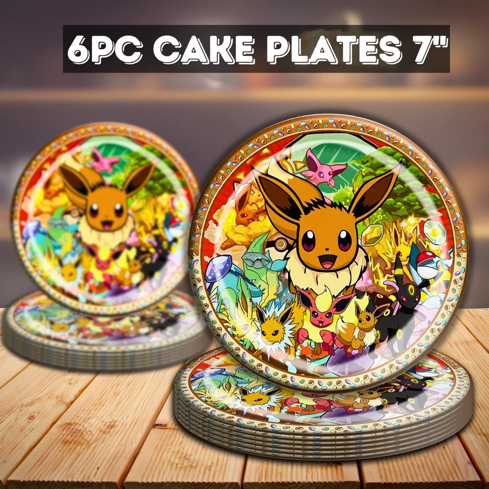 POKEMON EEVEE SUMINISTROS DE FIESTA DECORACIÓN DE CUMPLEAÑOS GLOBO VAJILLA REMOLINO Foto 4 de 4