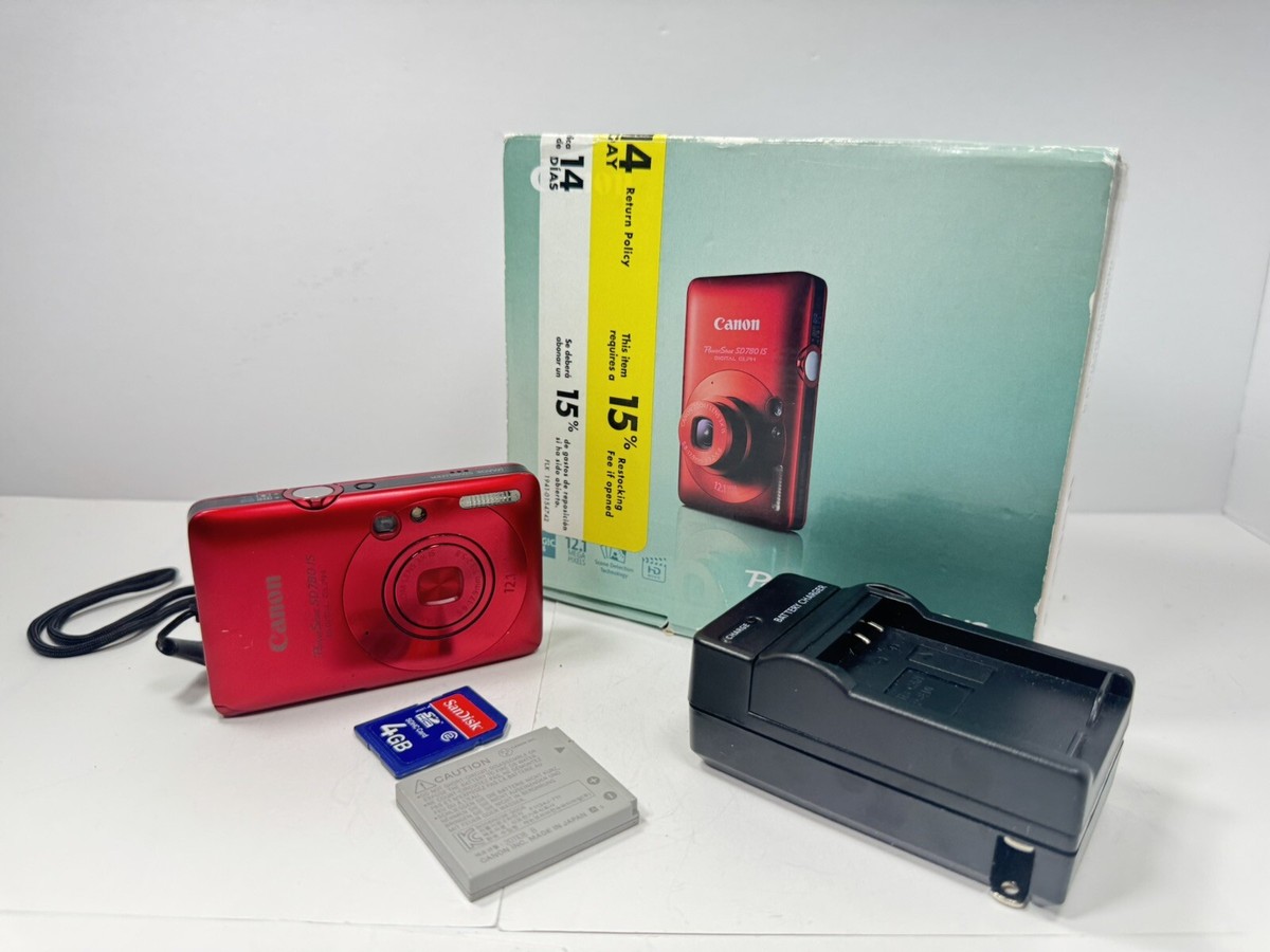 Canon PowerShot SD780 IS Digital ELPH Red Camera W/ Original Box