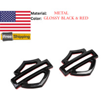 Fit For Harley Davidson Cvo 08-23 Metal Glossy Black Tank Emblems Badge Pair