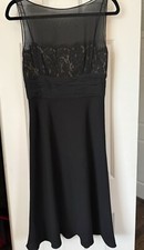 Ann Taylor Silk Lace Black Mesh Dress Tea Length Size 2 Small