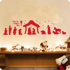 Large Christmas Nativity Scene Wall Stickers Unto Us a Child is Born Nativity...