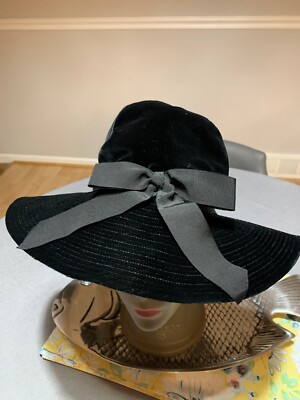Vintage 70\'s Boho Velvet Hippie  Sun Hat - Hong Kong Retro Sun Hat, Wide Brim Hat, 70 main image 3