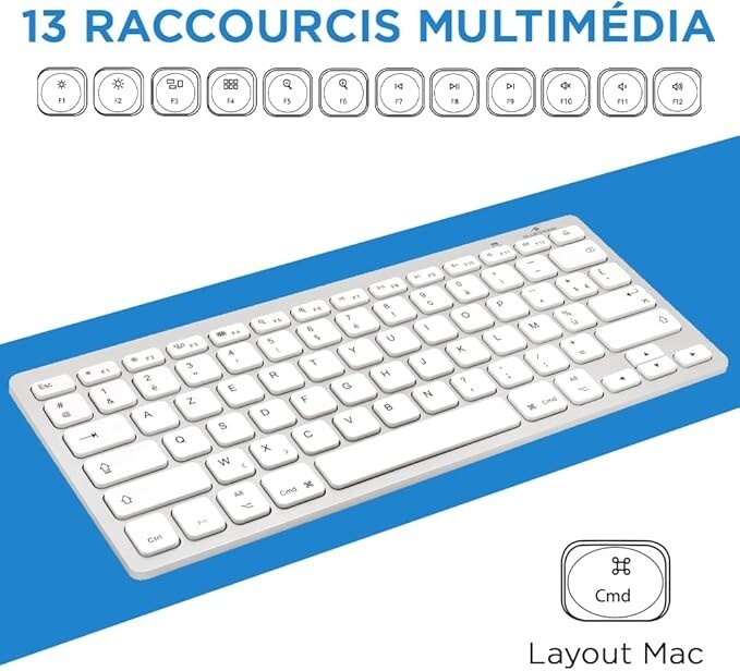 Clavier français AZERTY sans fil ultra-compact gris sidéral pour Apple iPad et Mac