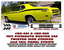 Qg-401 Qg-400 1971 Duster Twister 340 Side Stripes - Eyeballs - Tail Panel Qg-401 Qg-400 1971 Duster Twister 340 Side Stripes - Eyeballs - Tail Panel