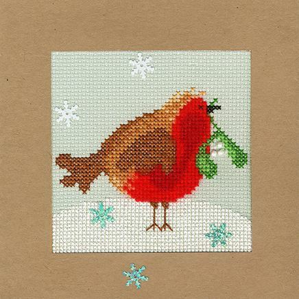 Snowy Robin - Christmas Card Cross Stitch Kit by Bothy Threads