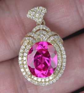 14KT White Gold 1.60CT Natural Pink Tourmaline IGI Certified Diamond Pendant