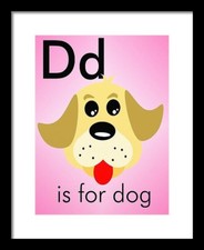 D is for Dog - Art Print Home Decor Wall Art - Flashcard frame not included