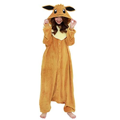 SAZAC Pokemon Eevee Fleece Costume Adult Unisex Cosplay Kigurumi - Afbeelding 1 van 5