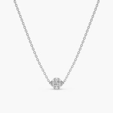 Lab-Created CVD Diamond Ball Pendant Chain Necklace In 10K White Gold