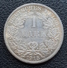 1 Mark Piece 1915 A German Reich Imperial Eagle Old Silver Coin Imperial Era