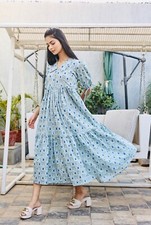 Floral long maxi dress with puffed sleeves and collared neck size S