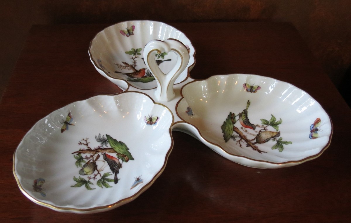 Herend Rothschild Bird 3 Part Relish Dish/Tray | eBay