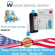 Hexa Temp Crown & Bridge Material 1:1 Ratio 50ml, 1 Cartridge+10Mixing Tips, A2