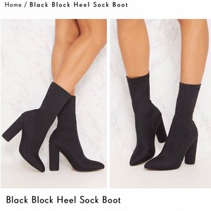 black block heel sock boot