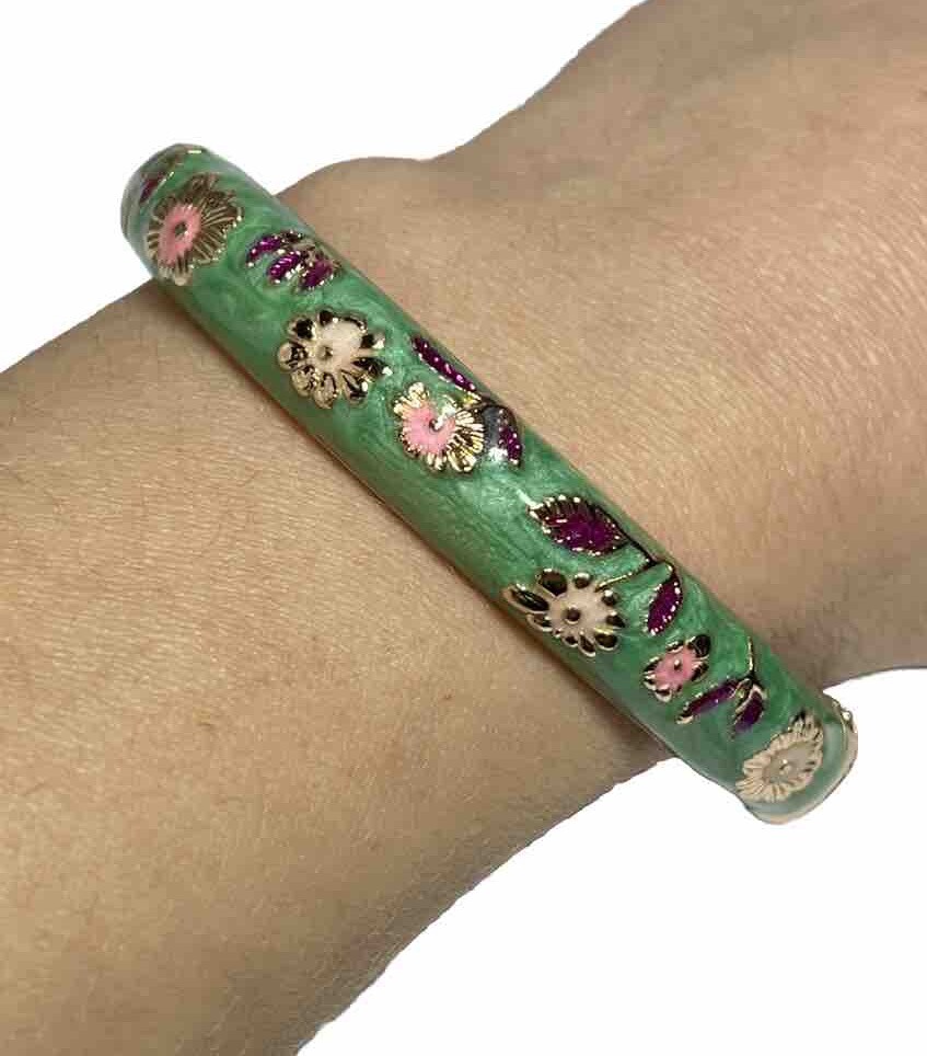 Jin Long Xing Chinese Cloisonne Bangle Bracelet Floral Jin Long Xing Chinese Cloisonne Bangle Bracelet Floral
