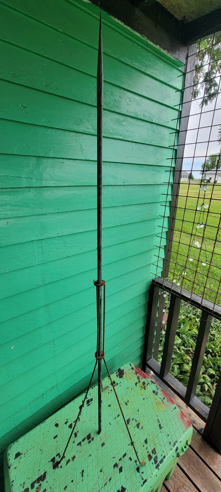 Antique Metal Lightning Rod Tripod Stand with Copper Rod 65" eBay