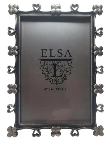 Decorative 4X6 Elsa Inc Photo Frame With Heart & Flower Metal Design - Picture 3 of 6