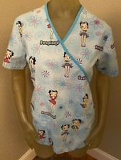 Betty Boop Bettylicious Boopland Scrub Top Womens size XS