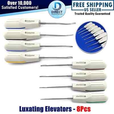 Set Of 8 Luxating Root Elevators Oral Surgery Tooth Extracting Extraction Dental