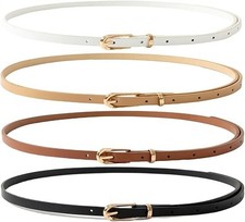 4 Pack Skinny Women Leather Belt for Dresses Thin Waist Belt for Jeans Pants ..