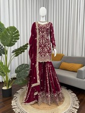 Designer Pakistani Bollywood Top Sharara Suit Indian Wedding Wear Salwar Kameez