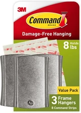Command Universal Frame Hangers, Damage Free Hanging Picture Jumbo, Gray 