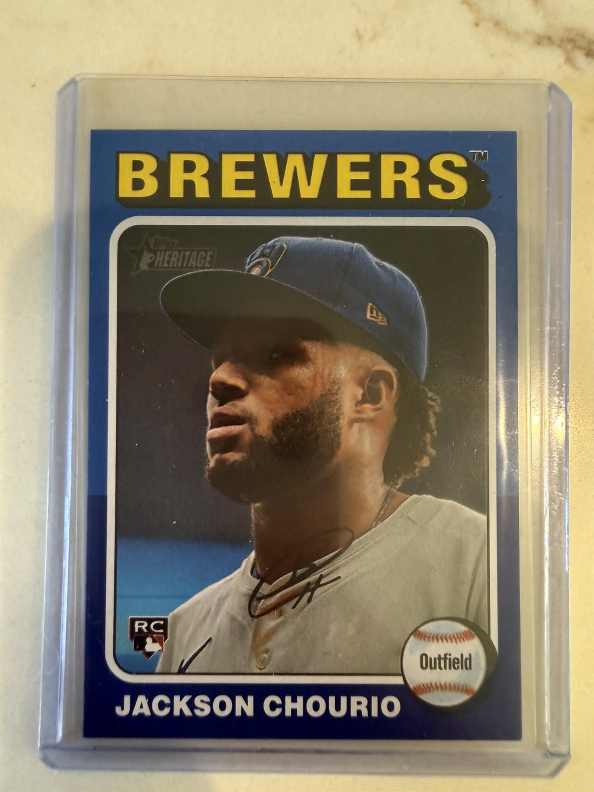 2024 Topps Heritage Dark Blue Border #632 Jackson Chourio RC Brewers Rookie
