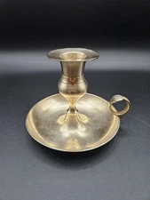 Single Vintage Loop Ring Brass Candle Stick ~4" Tall