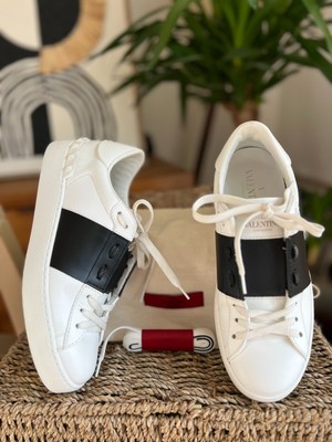 Valentino Garavani Open Sneaker Weiß Leder Turnschuhe UVP 580£