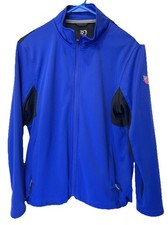 Zero Restrictions Womens Large Blue Black Full Zip Jacket USA Australia Flags