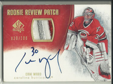 2007-08 SP AUTHENTIC CAM WARD RPA ROOKIE PATCH AUTOGRAPH #30/100 3-COLOR PATCH