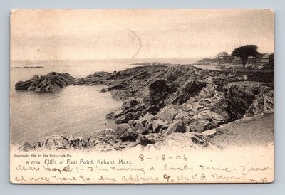 Nahant,MA Cliffs at East Point 1906 Essex County Massachusetts Vintage Postcard