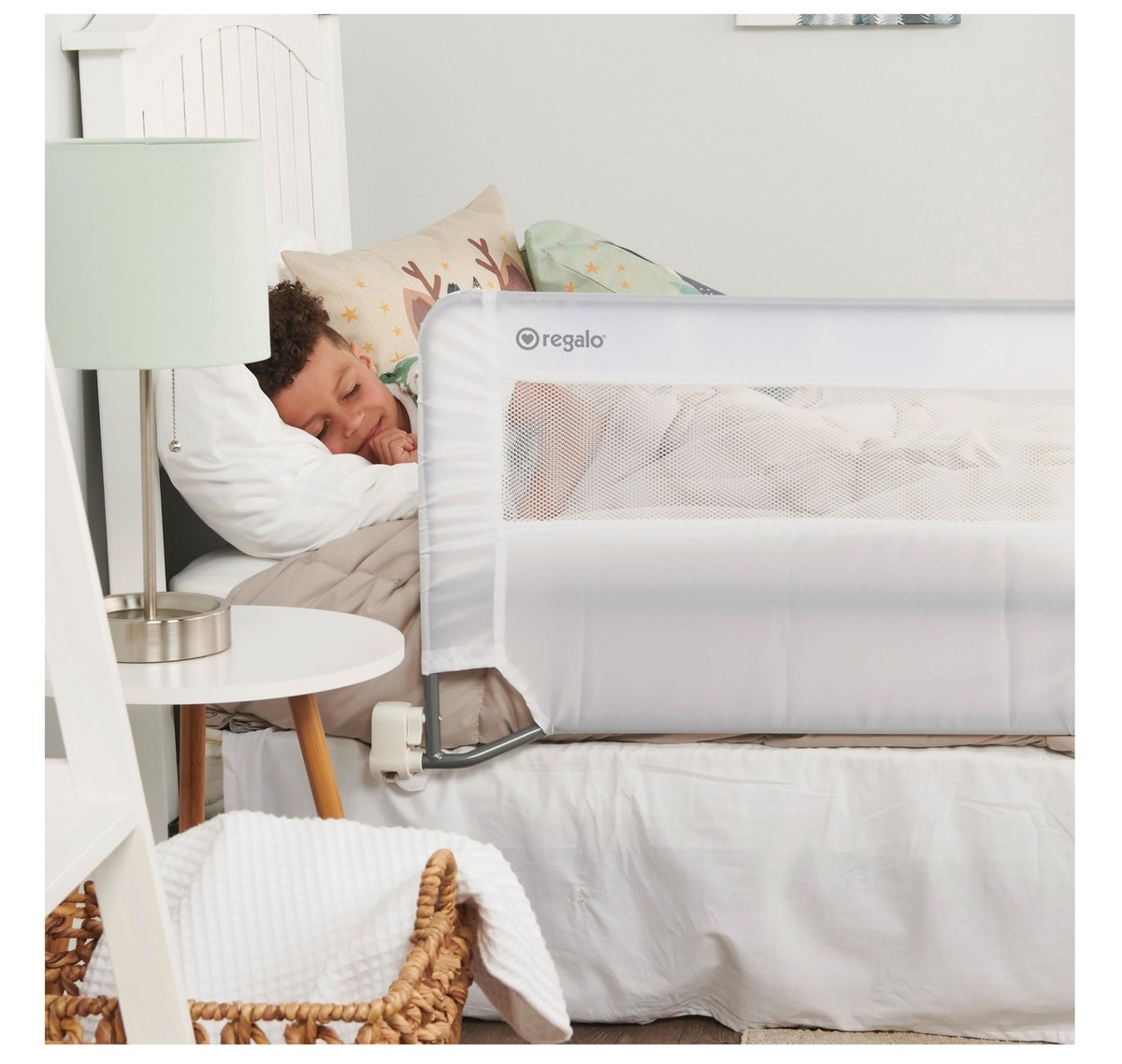 Regalo Swing Down Bedrail White By Natural Handmade Bamboo Regalo