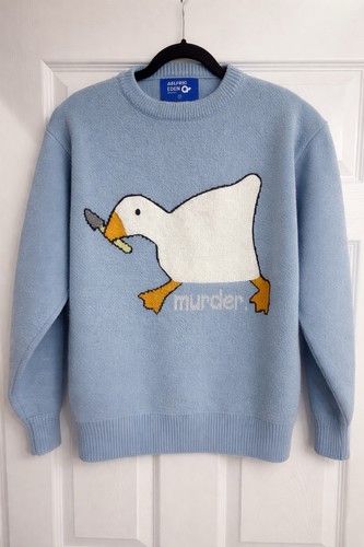 Aelfric Eden Murder Goose Duck Knife Blue Knit Sweater Men's Size S