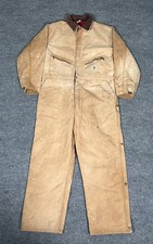 Vintage 80s Carhartt 996QZ Insulated Duck Canvas Coveralls Red Quilt Lined 50R