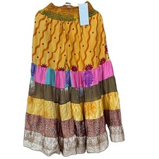 NWT 7 Layer Silk Sari Tiered Boho Gypsy Palazzo Wide Leg Pants Patchwork