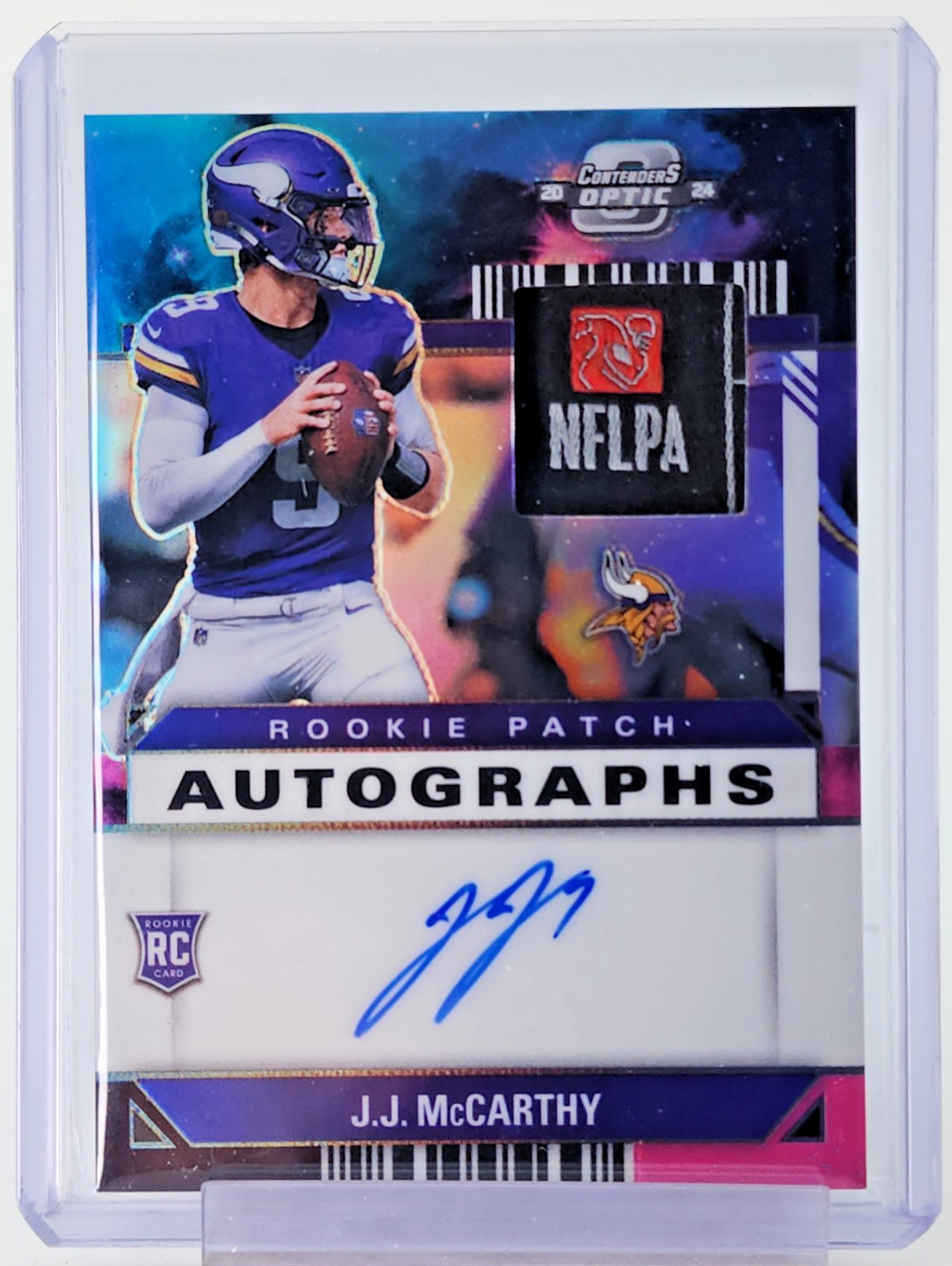 J.J. McCARTHY 2024 CONTENDERS OPTIC ROOKIE AUTO NEBULA 2/2 PATCH RPA RC Q0191