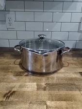 Wearever Stainless Steel pan pot Handles Spout 5.5qt 5.2L Pour Spout 10" w/ lid